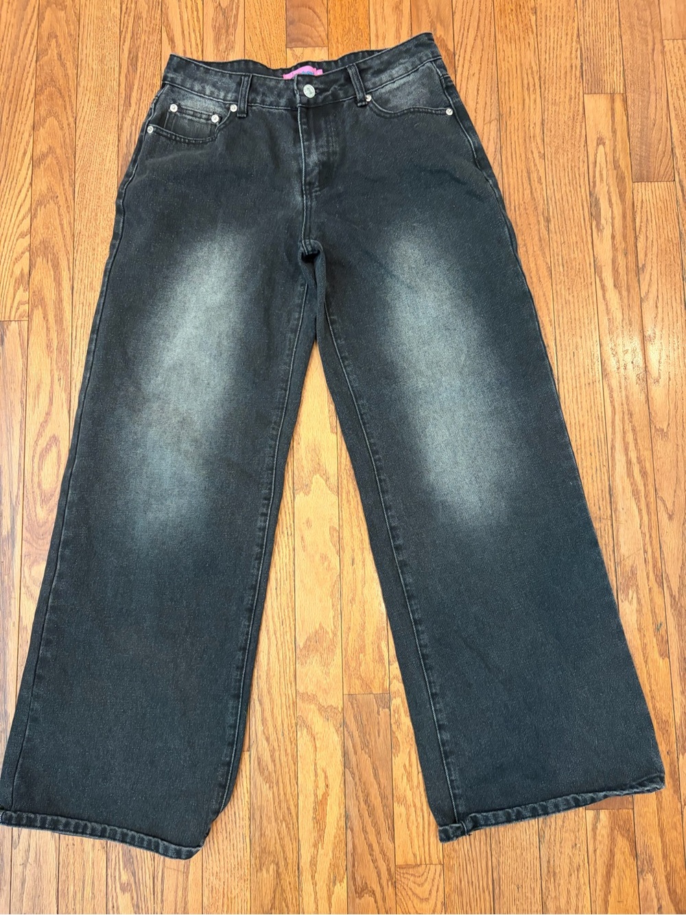 Edikted Small Black Wide-Leg Black Wash Jeans